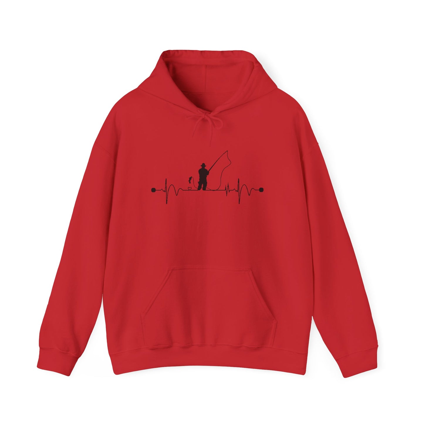 Men’s Fishing Heartbeat Hoodie – Cozy Gift for Anglers & Outdoor Lovers