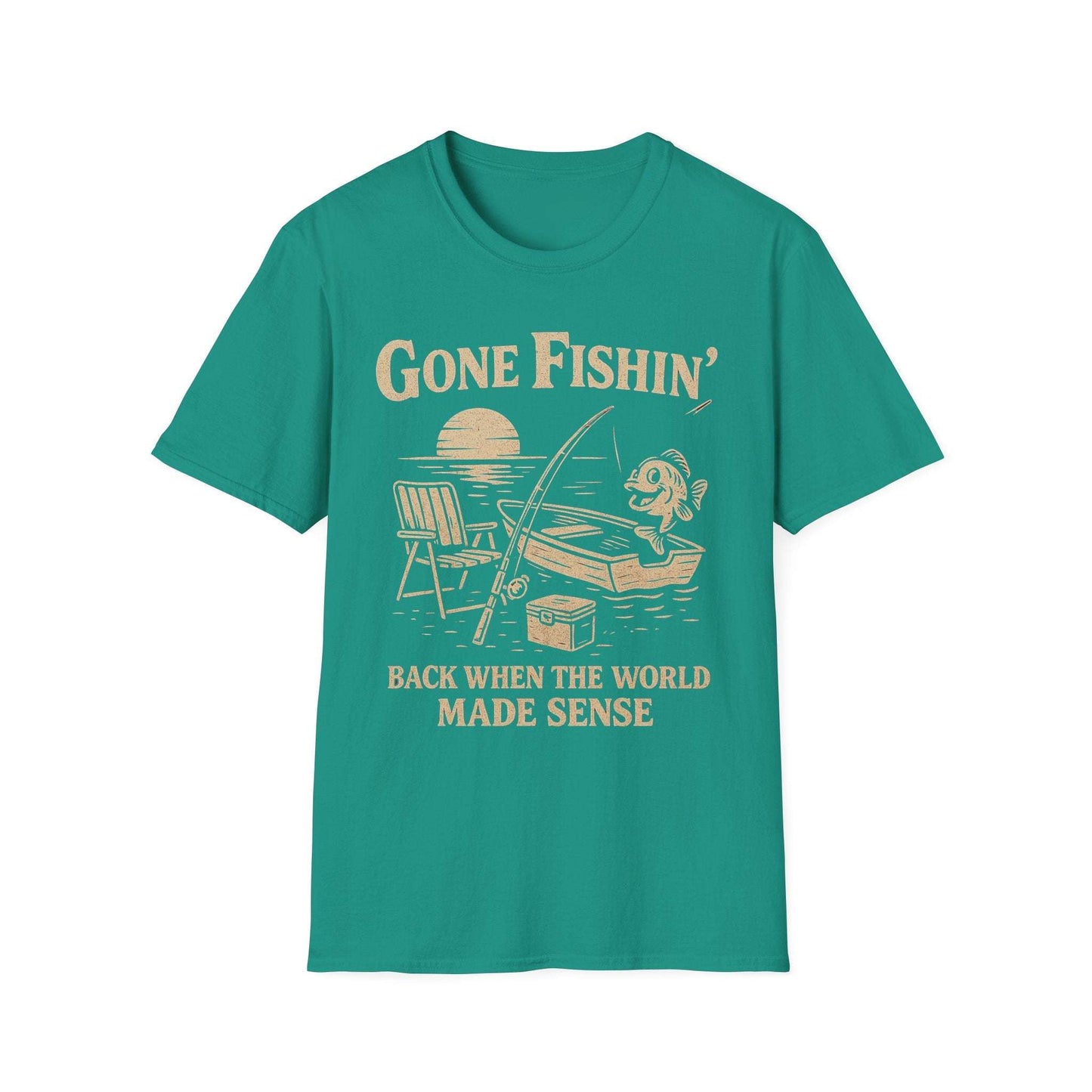 Vintage Fishing T-Shirt for Men – Gone Fishin' Unisex Tee, Funny Gift for Fisherman