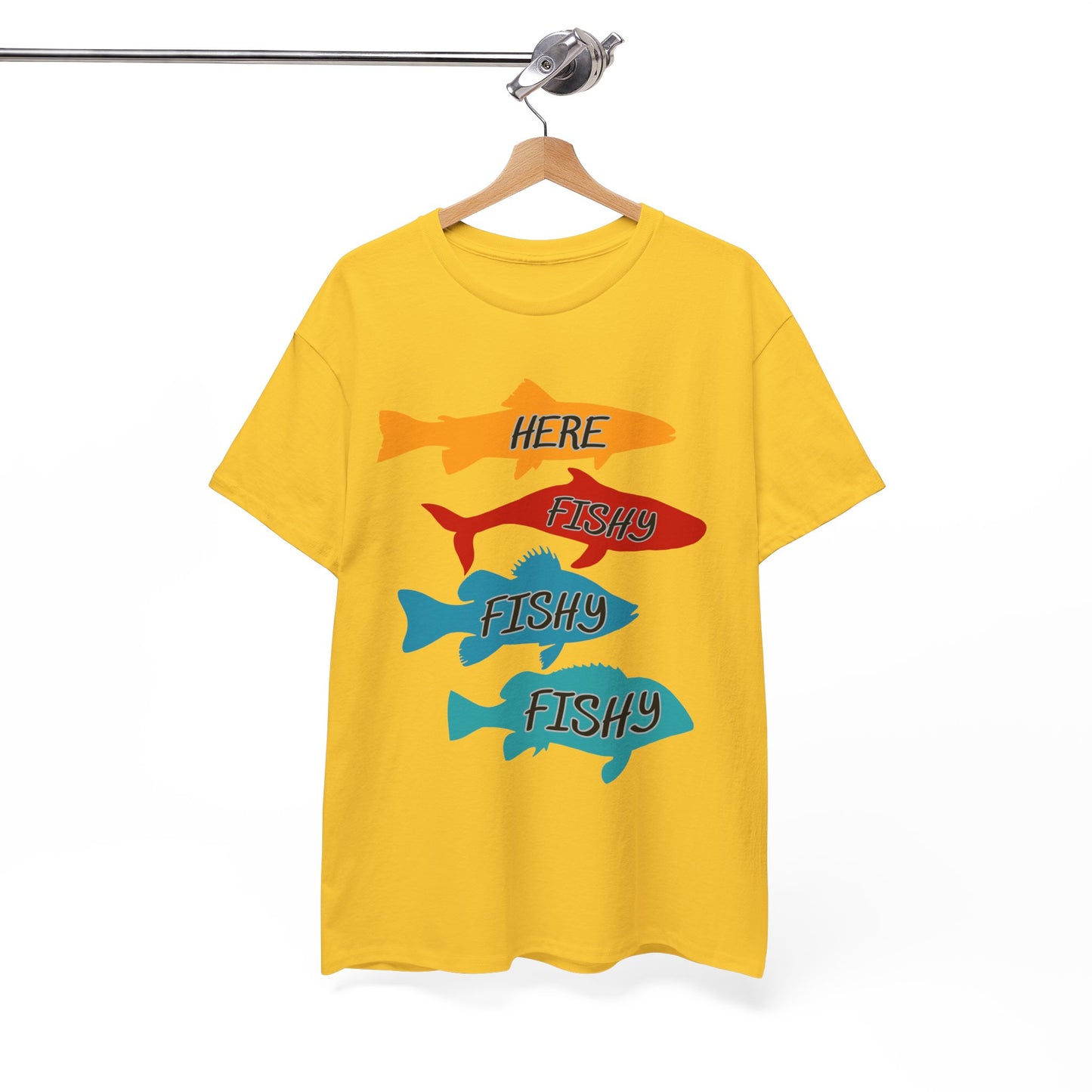 Men's Fishing Fun Heavy Cotton Tee - Perfect Gift for Fishermen, Casual Outdoor Wear, Summer Fishing Apparel