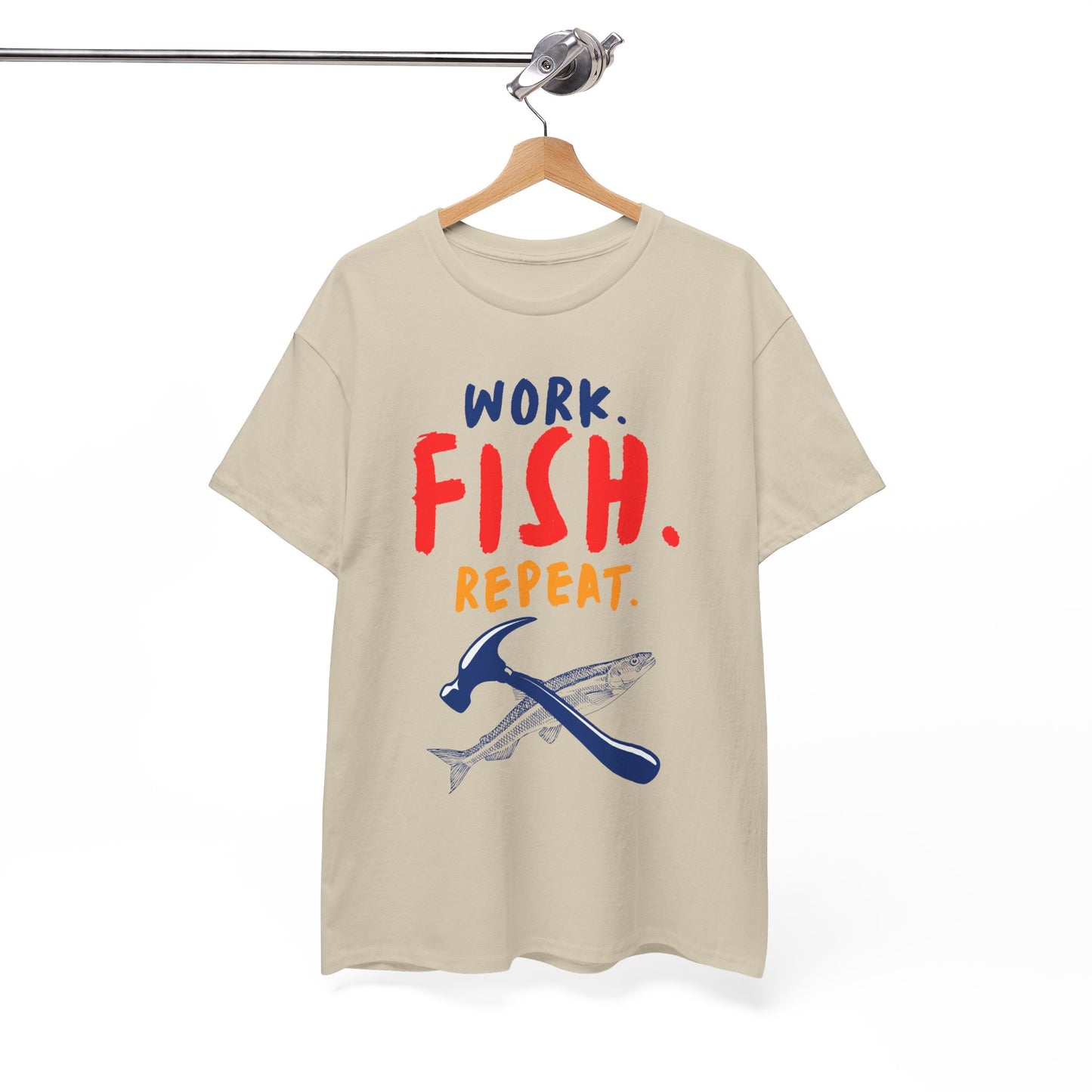Work. Fish. Repeat. – Funny Fishing T-Shirt for Men, Casual Tee for Dads, Husbands & Anglers