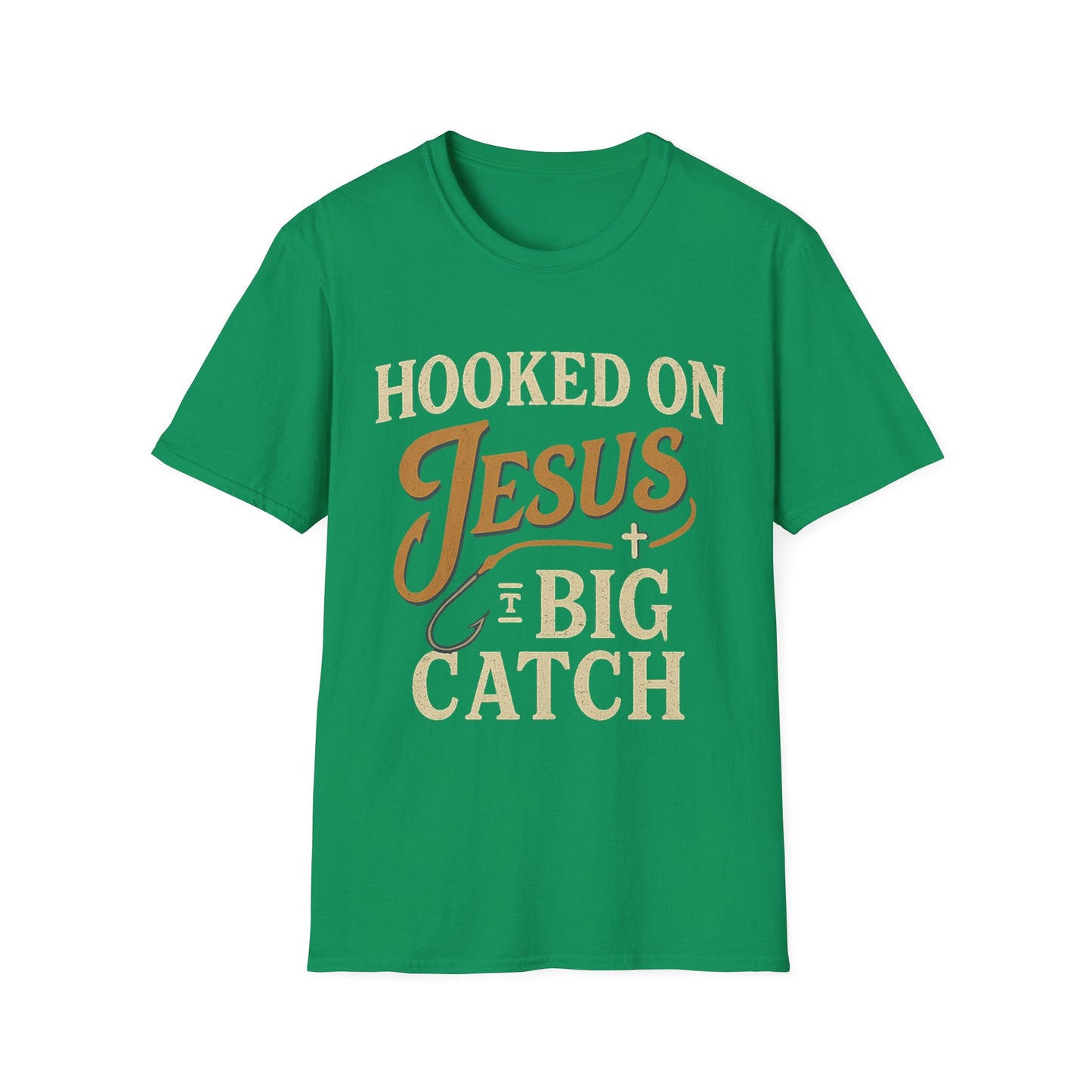 Hooked on Jesus Christian T-Shirt – Faith Unisex Tee, Religious Gift, Church Casual Wear