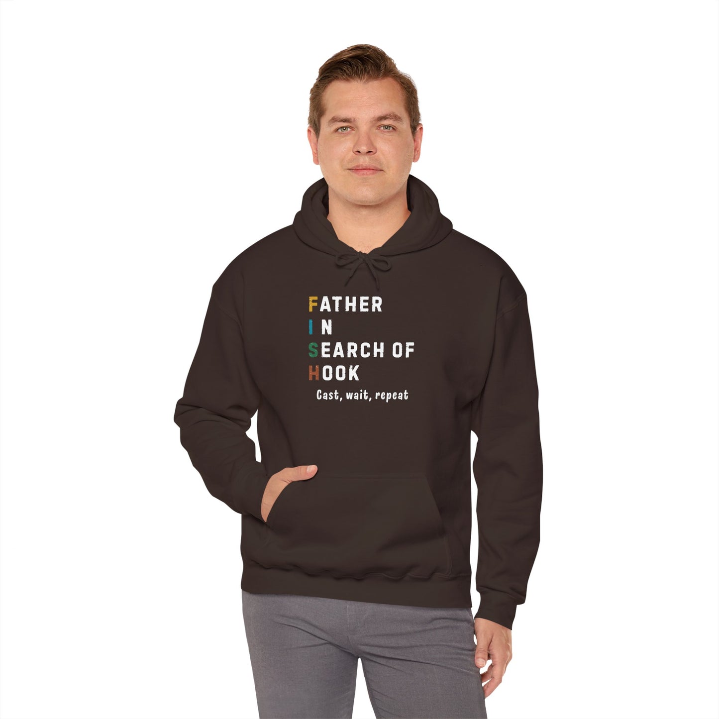 Men’s Fishing Hoodie – Father in Search of Hook,Comfortable Sweatshirt for Outdoor Adventures