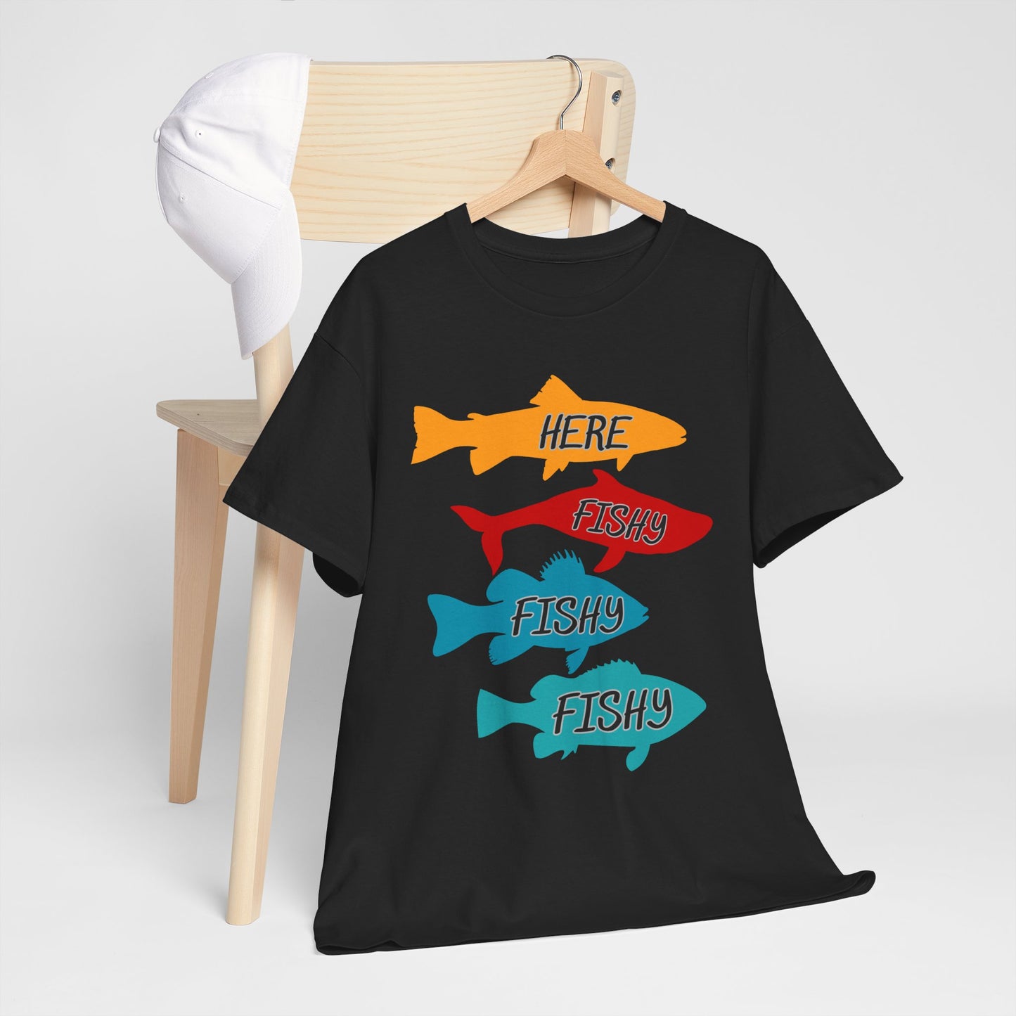 Men's Fishing Fun Heavy Cotton Tee - Perfect Gift for Fishermen, Casual Outdoor Wear, Summer Fishing Apparel