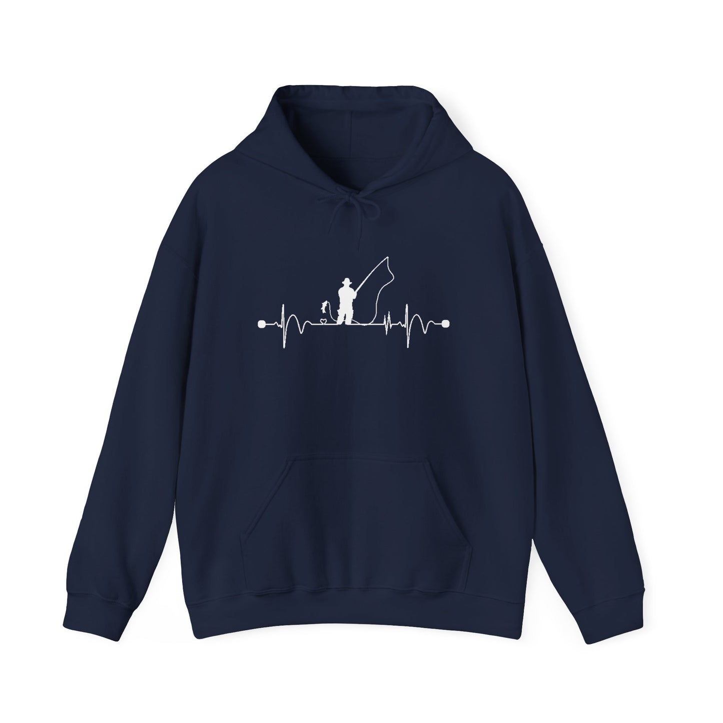 Men’s Fishing Heartbeat Hoodie – Cozy Gift for Anglers & Outdoor Lovers