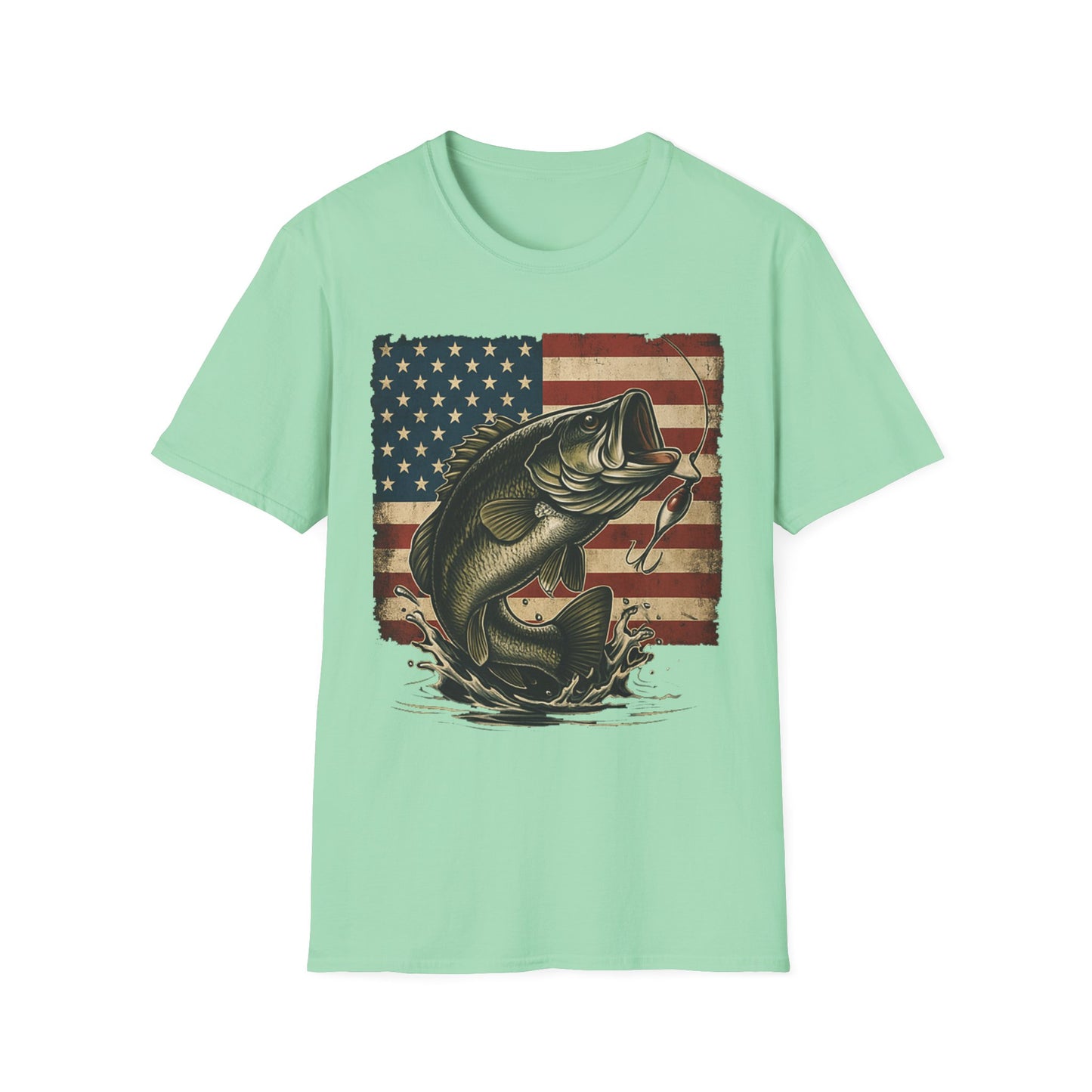 American Flag Fishing T-Shirt β Patriotic Bass Tee for Men & Women