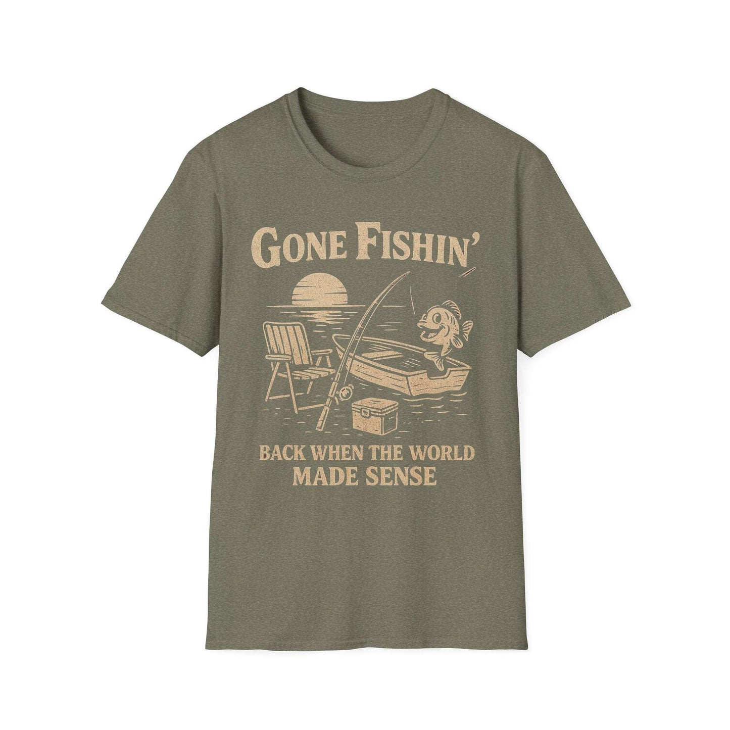 Vintage Fishing T-Shirt for Men – Gone Fishin' Unisex Tee, Funny Gift for Fisherman