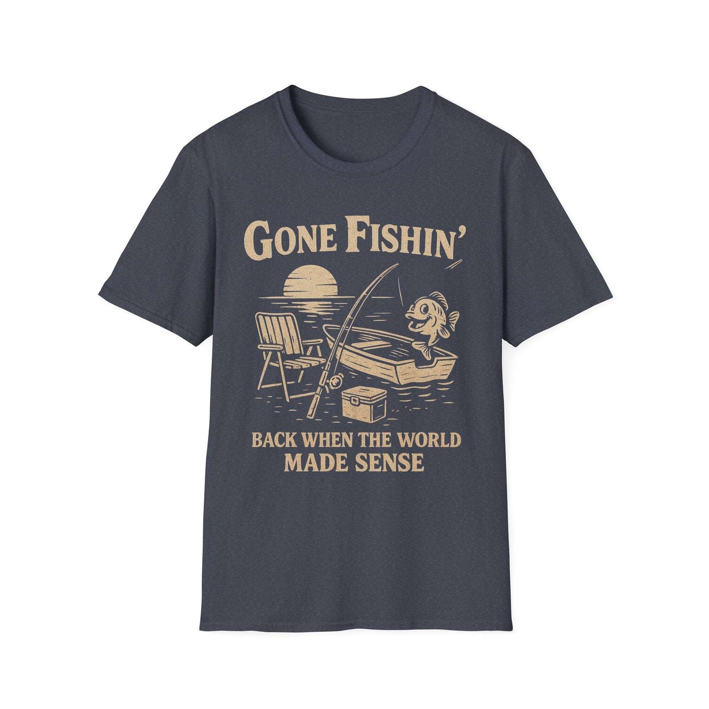 Vintage Fishing T-Shirt for Men – Gone Fishin' Unisex Tee, Funny Gift for Fisherman