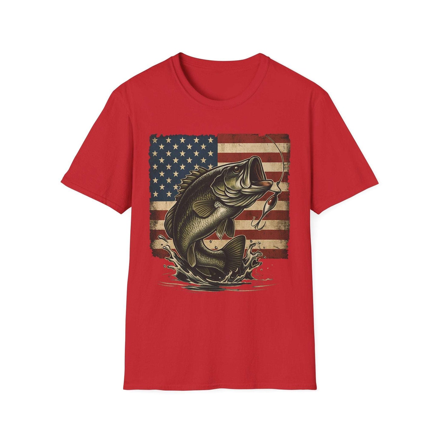 American Flag Fishing T-Shirt β Patriotic Bass Tee for Men & Women