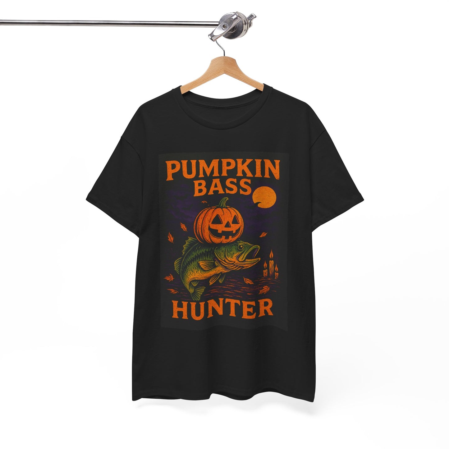 Pumpkin Bass Hunter Fishing Tee - Halloween Outdoor Shirt for Men, Fall Casual Wear, Perfect Fisherman Gift
