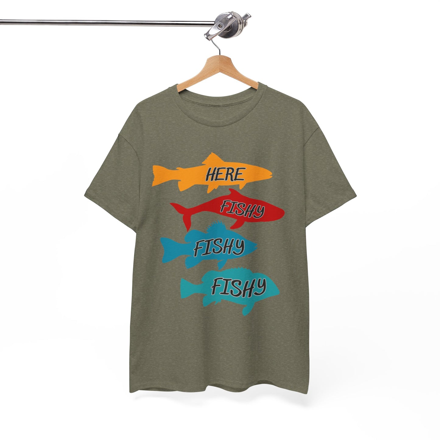 Men's Fishing Fun Heavy Cotton Tee - Perfect Gift for Fishermen, Casual Outdoor Wear, Summer Fishing Apparel