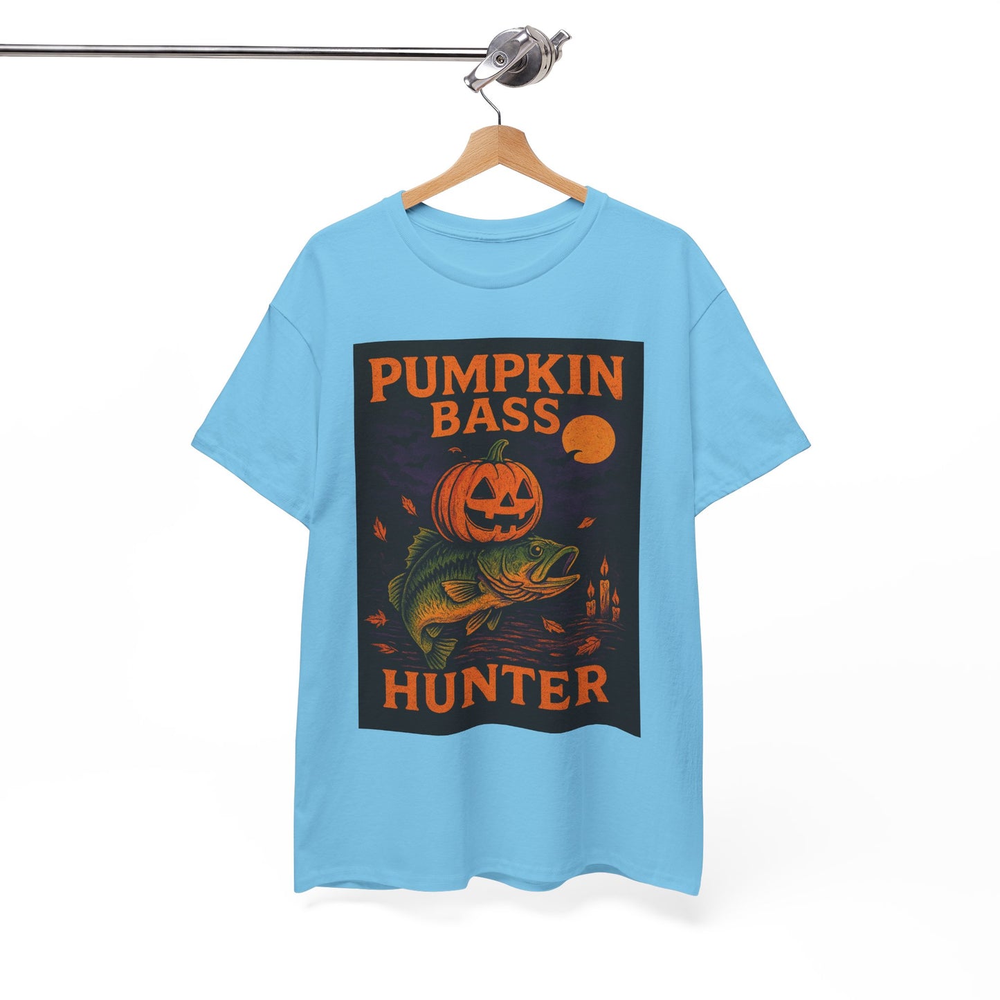 Pumpkin Bass Hunter Fishing Tee - Halloween Outdoor Shirt for Men, Fall Casual Wear, Perfect Fisherman Gift