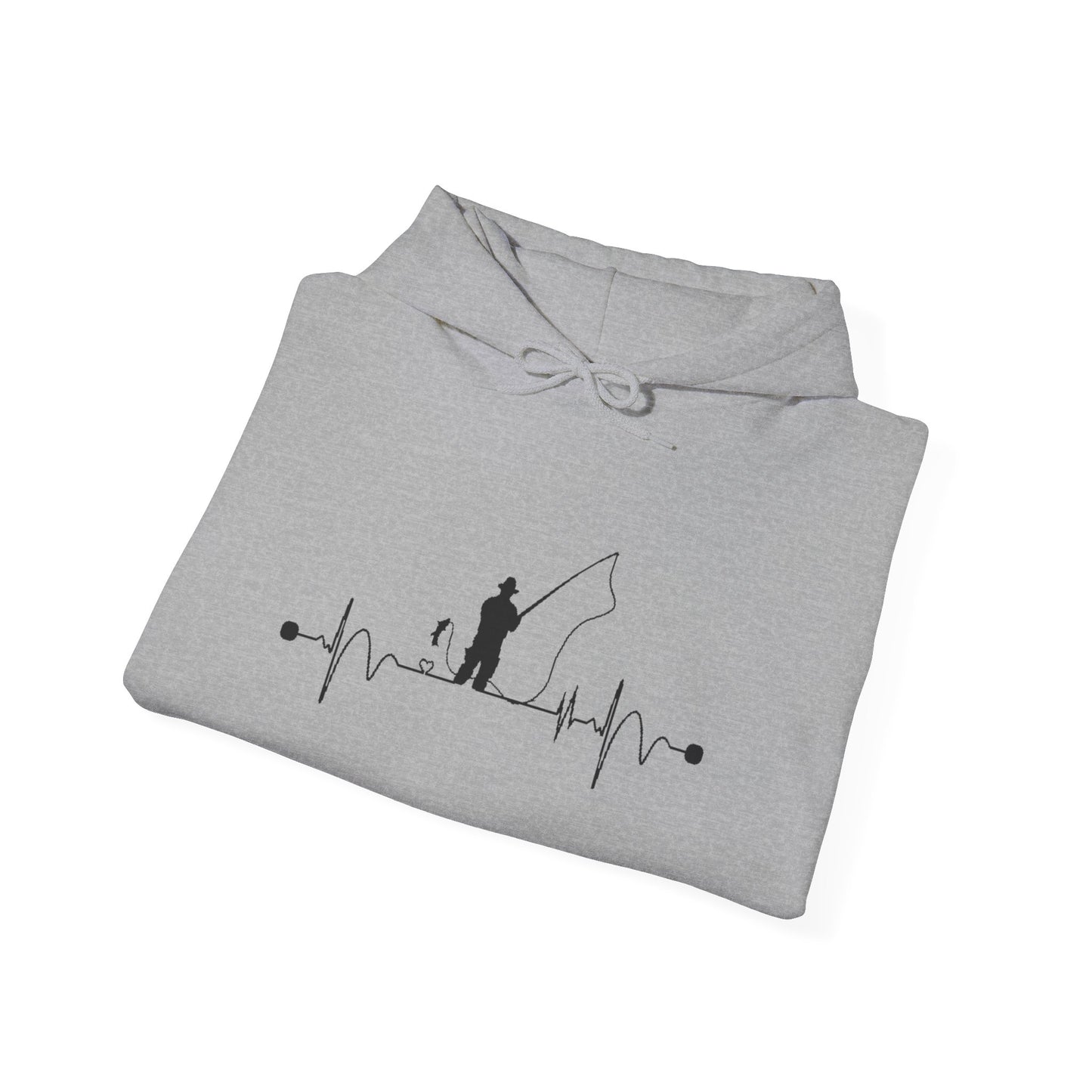 Men’s Fishing Heartbeat Hoodie – Cozy Gift for Anglers & Outdoor Lovers