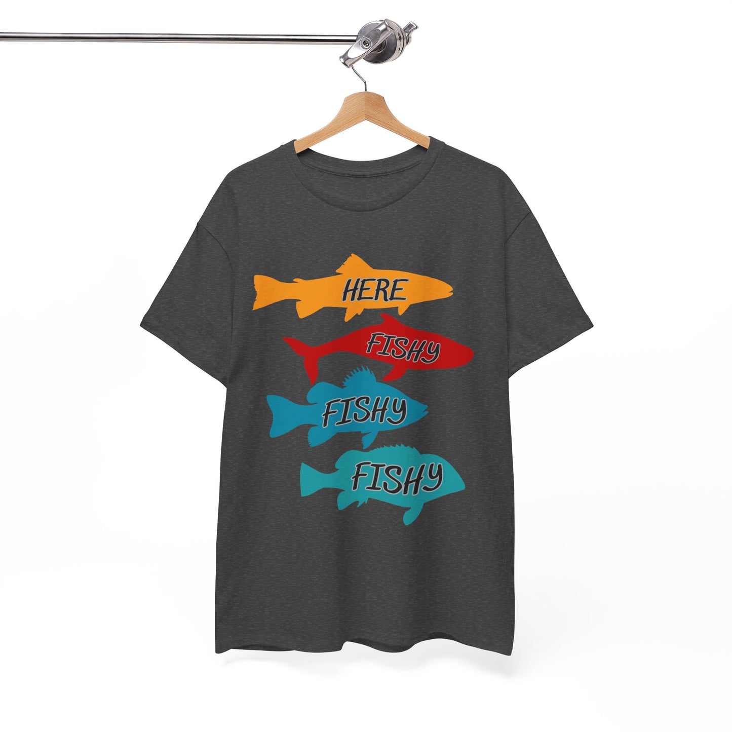 Men's Fishing Fun Heavy Cotton Tee - Perfect Gift for Fishermen, Casual Outdoor Wear, Summer Fishing Apparel