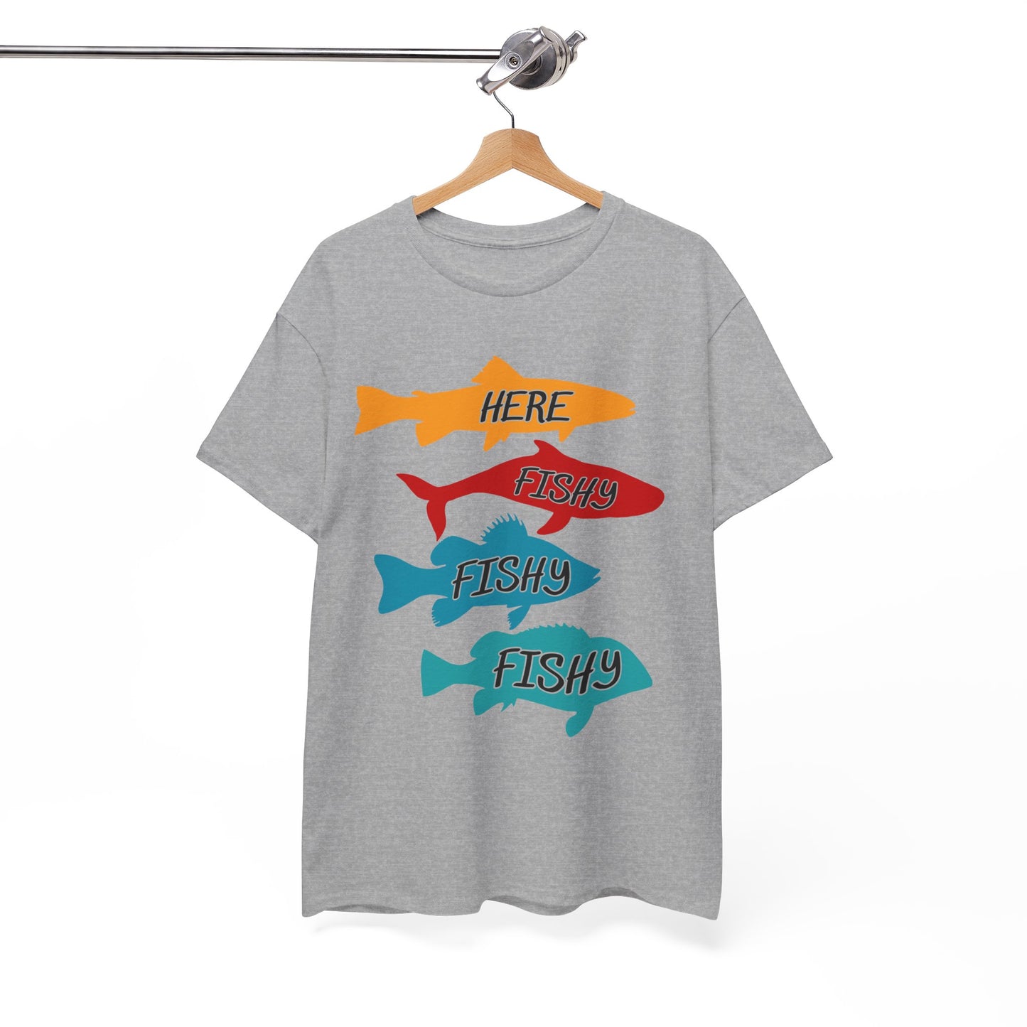 Men's Fishing Fun Heavy Cotton Tee - Perfect Gift for Fishermen, Casual Outdoor Wear, Summer Fishing Apparel