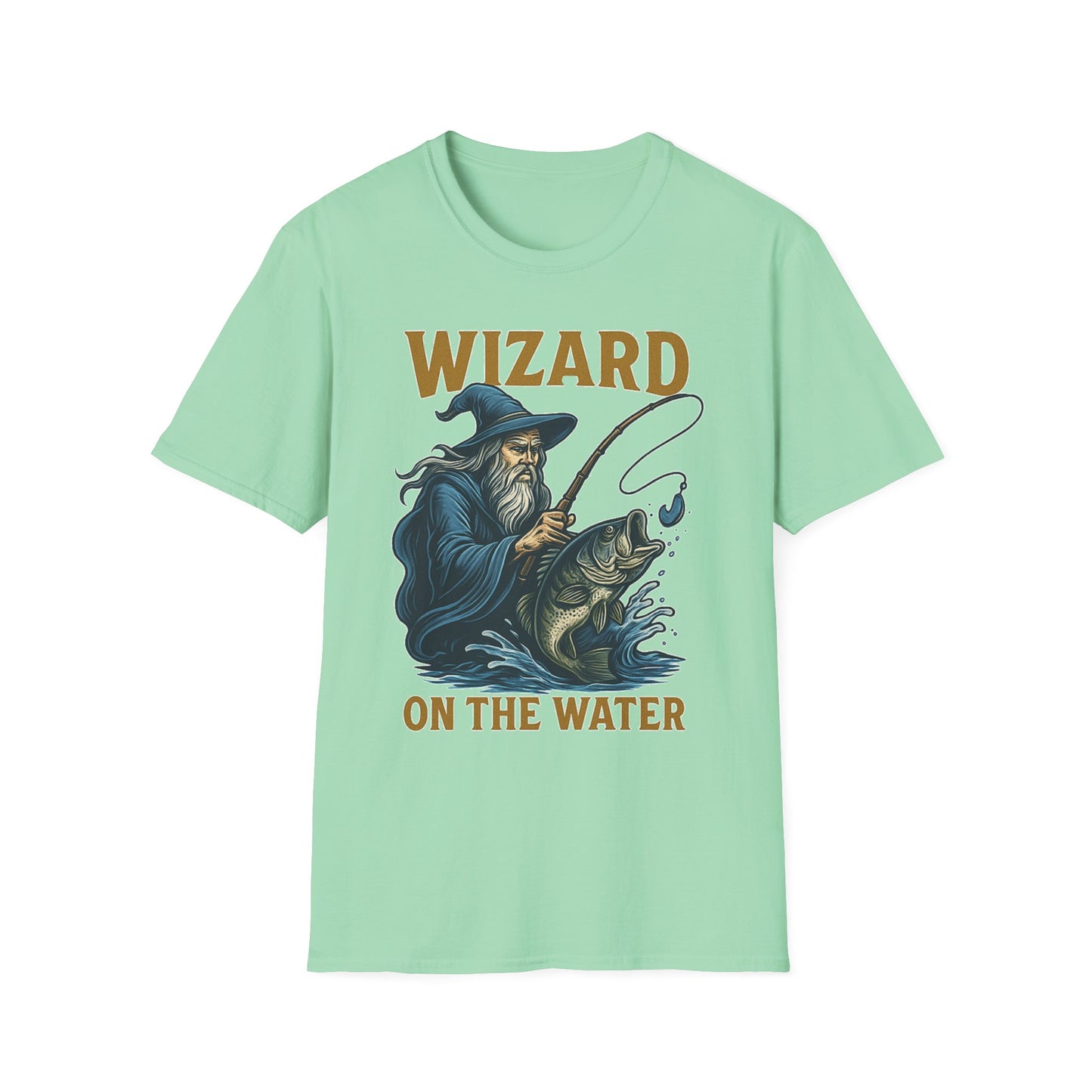 Wizard on the Water Fishing Shirt – Magical Halloween Tee for Men, Outdoor Apparel, Angler Gift