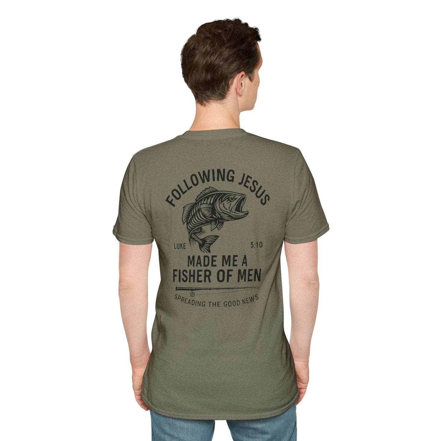 Fisher of Men T-Shirt – Christian Unisex Tee with Bible Verse | Faith-Based Gift for Anglers