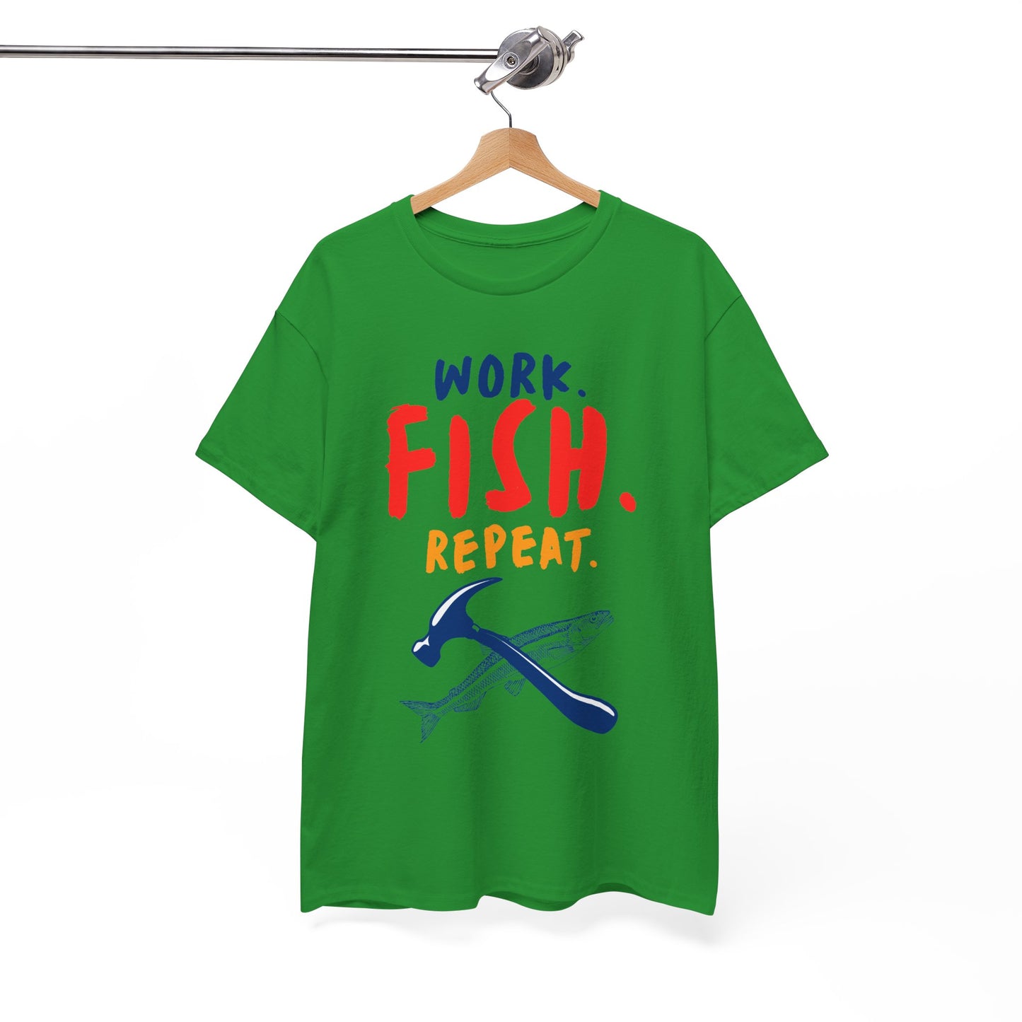 Work. Fish. Repeat. – Funny Fishing T-Shirt for Men, Casual Tee for Dads, Husbands & Anglers