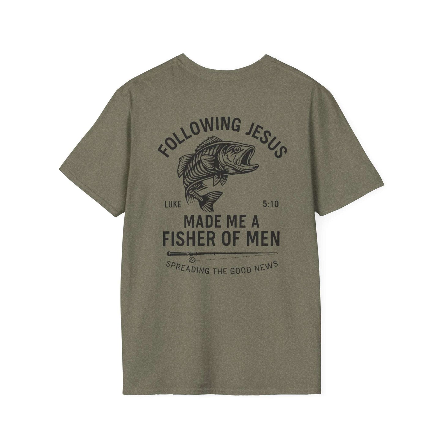 Fisher of Men T-Shirt – Christian Unisex Tee with Bible Verse | Faith-Based Gift for Anglers