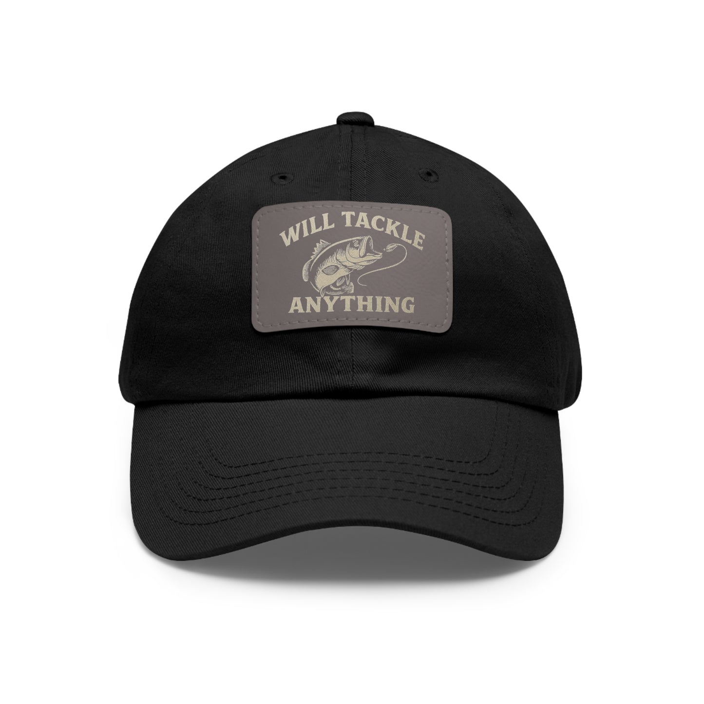 Will Tackle Anything Leather Dad Hat – Fishing Gift for Dad, Outdoor Adventure Cap