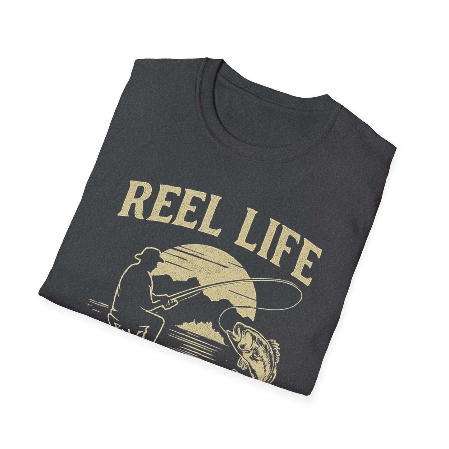 Reel Life, Real Peace – Fishing T-Shirt - Unisex Cotton Tee for Fishing Lovers & Outdoor Adventures