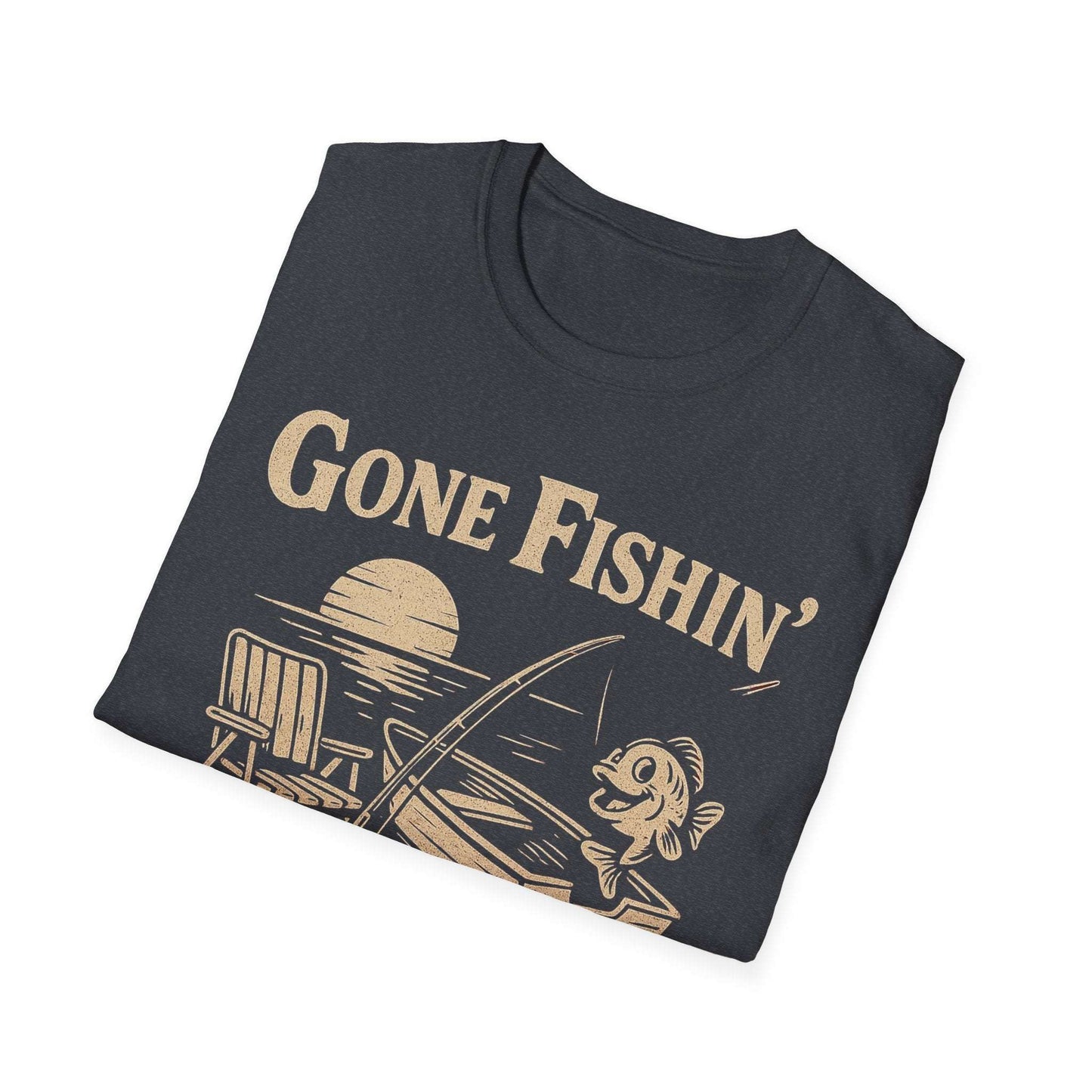 Vintage Fishing T-Shirt for Men – Gone Fishin' Unisex Tee, Funny Gift for Fisherman