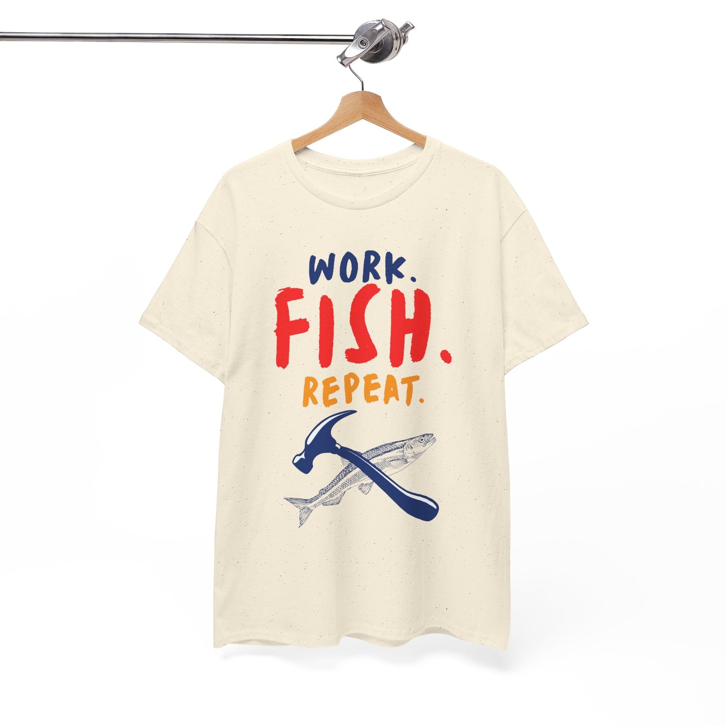Work. Fish. Repeat. – Funny Fishing T-Shirt for Men, Casual Tee for Dads, Husbands & Anglers
