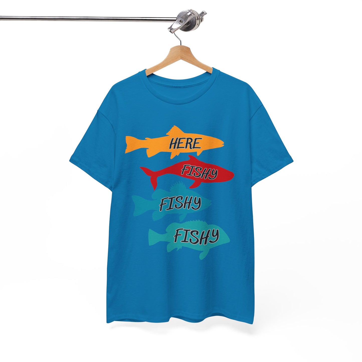 Men's Fishing Fun Heavy Cotton Tee - Perfect Gift for Fishermen, Casual Outdoor Wear, Summer Fishing Apparel