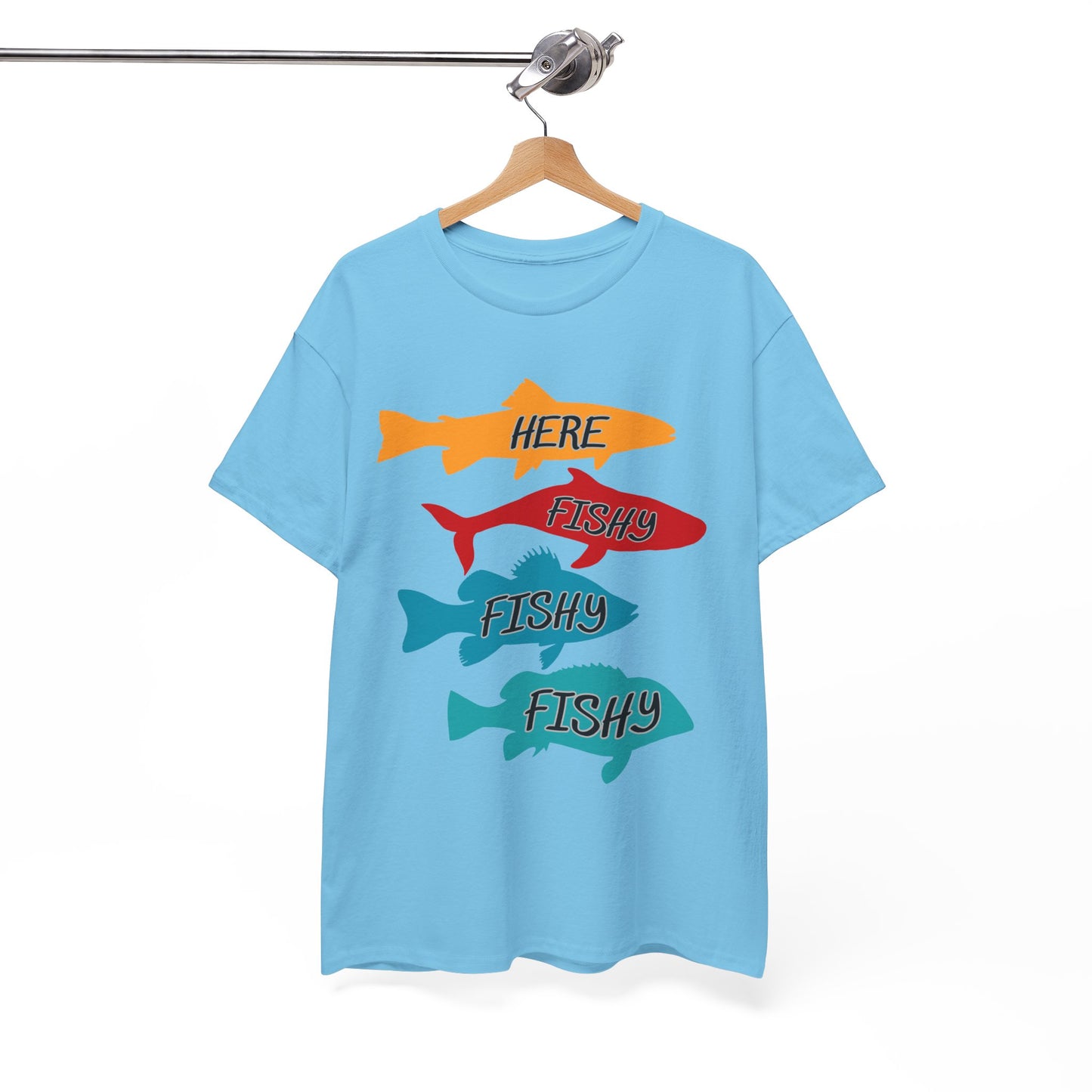 Men's Fishing Fun Heavy Cotton Tee - Perfect Gift for Fishermen, Casual Outdoor Wear, Summer Fishing Apparel
