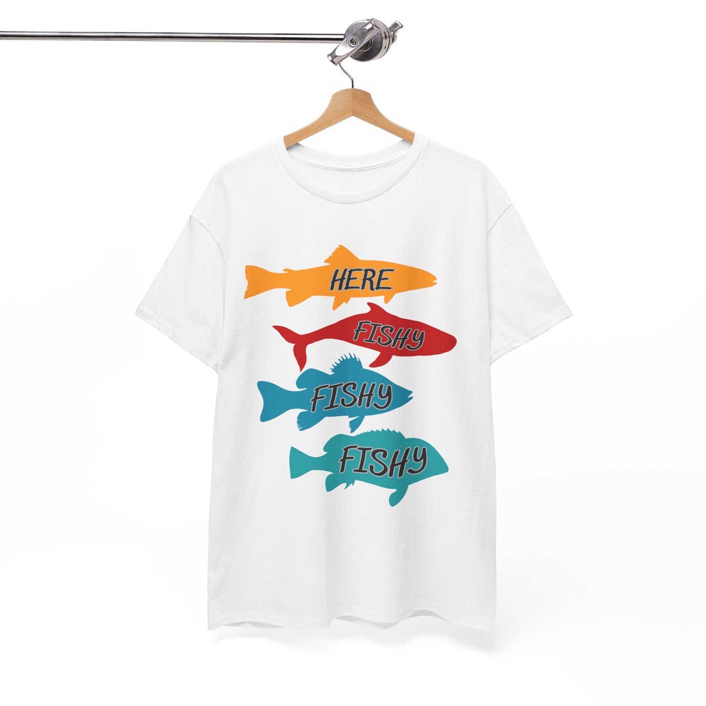 Men's Fishing Fun Heavy Cotton Tee - Perfect Gift for Fishermen, Casual Outdoor Wear, Summer Fishing Apparel