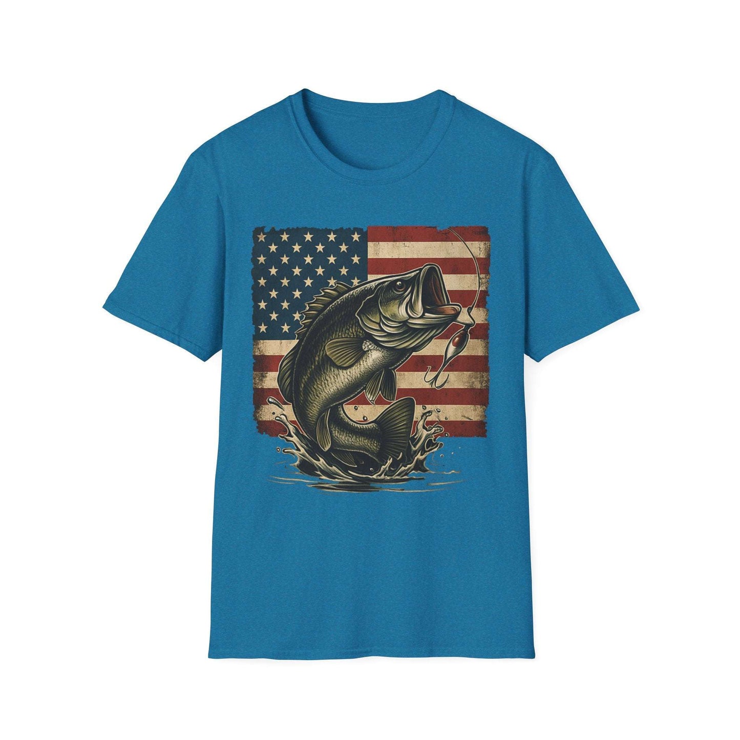 American Flag Fishing T-Shirt β Patriotic Bass Tee for Men & Women