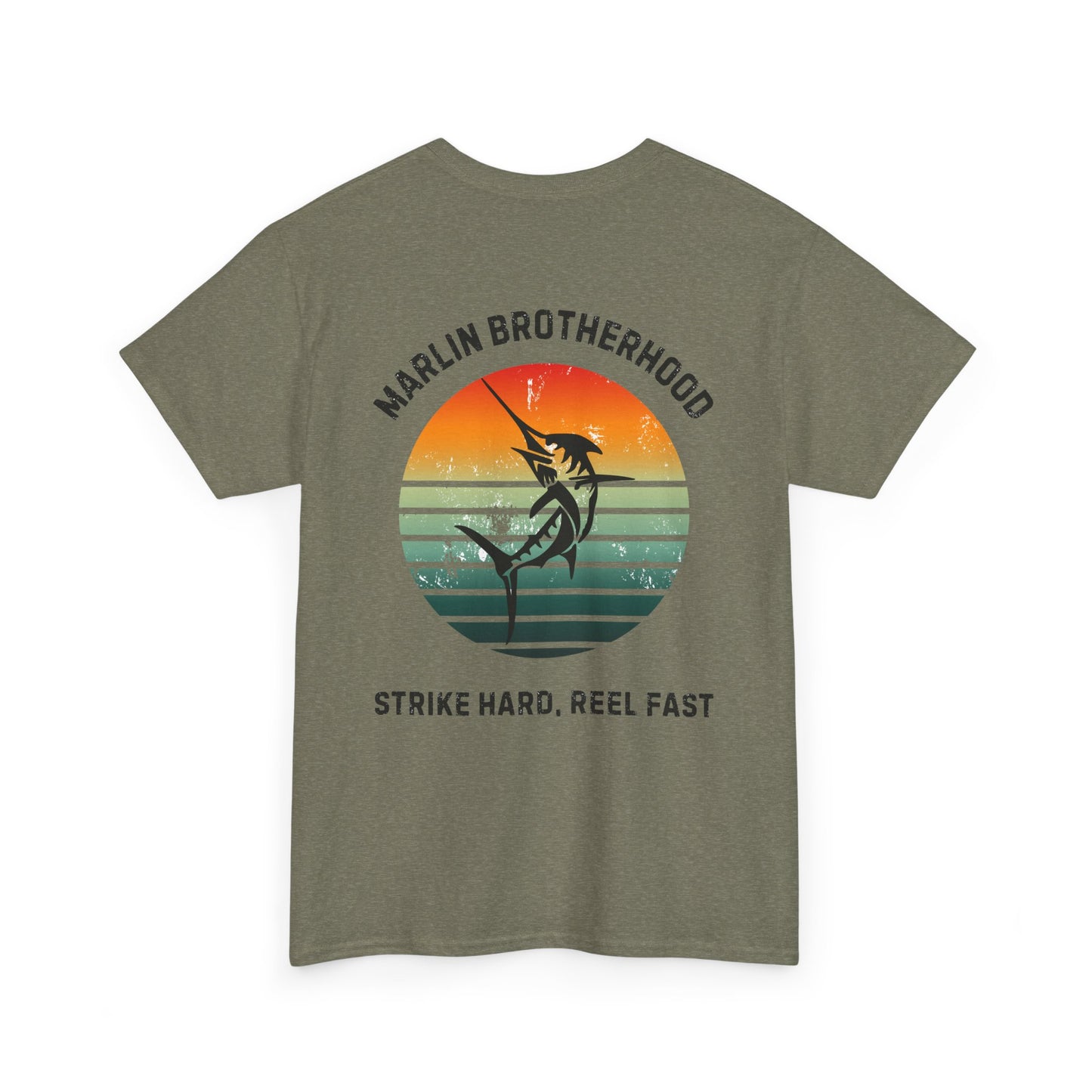 Custom Fishing Club Tee for Men – Personalize with Your Own Club Name, Retro Marlin Fishing Design
