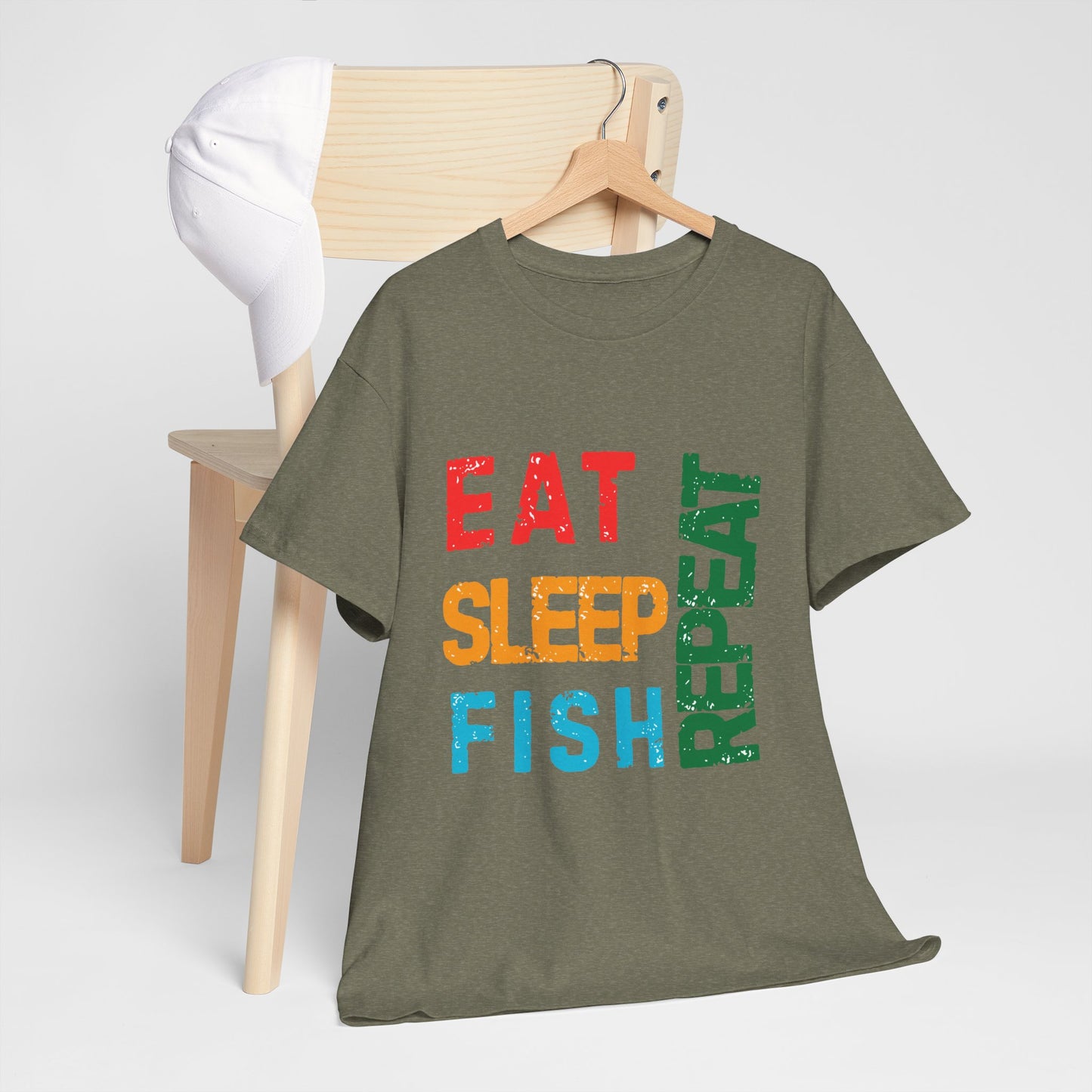 Eat. Sleep. Fish. Repeat - Funny Fishing T-Shirt for Men, Casual Tee for Dads, Husbands & Anglers
