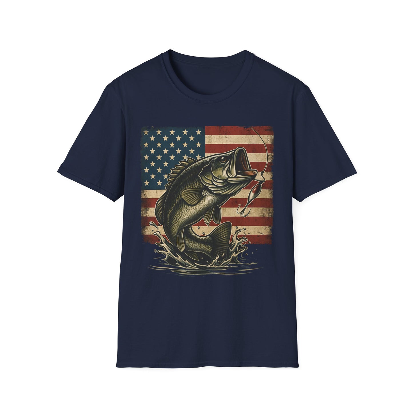 American Flag Fishing T-Shirt β Patriotic Bass Tee for Men & Women