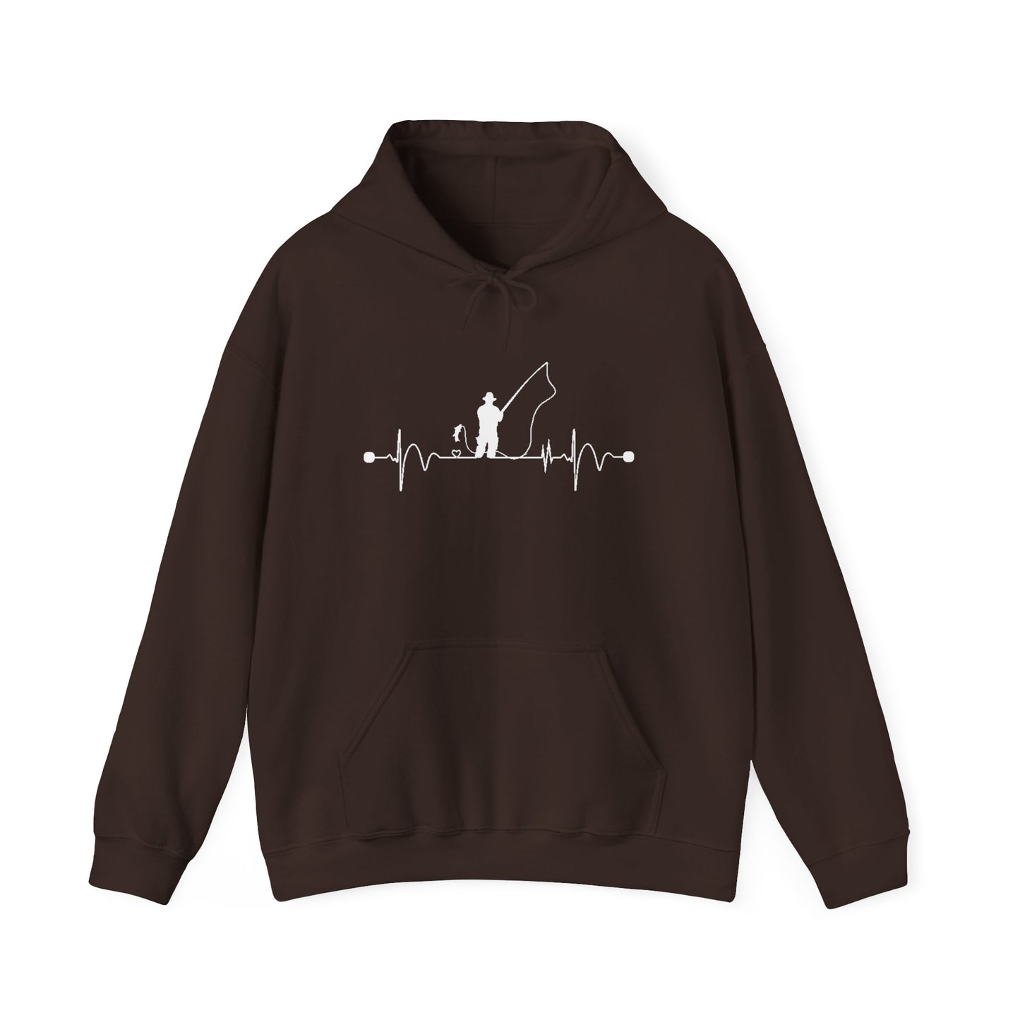 Men’s Fishing Heartbeat Hoodie – Cozy Gift for Anglers & Outdoor Lovers