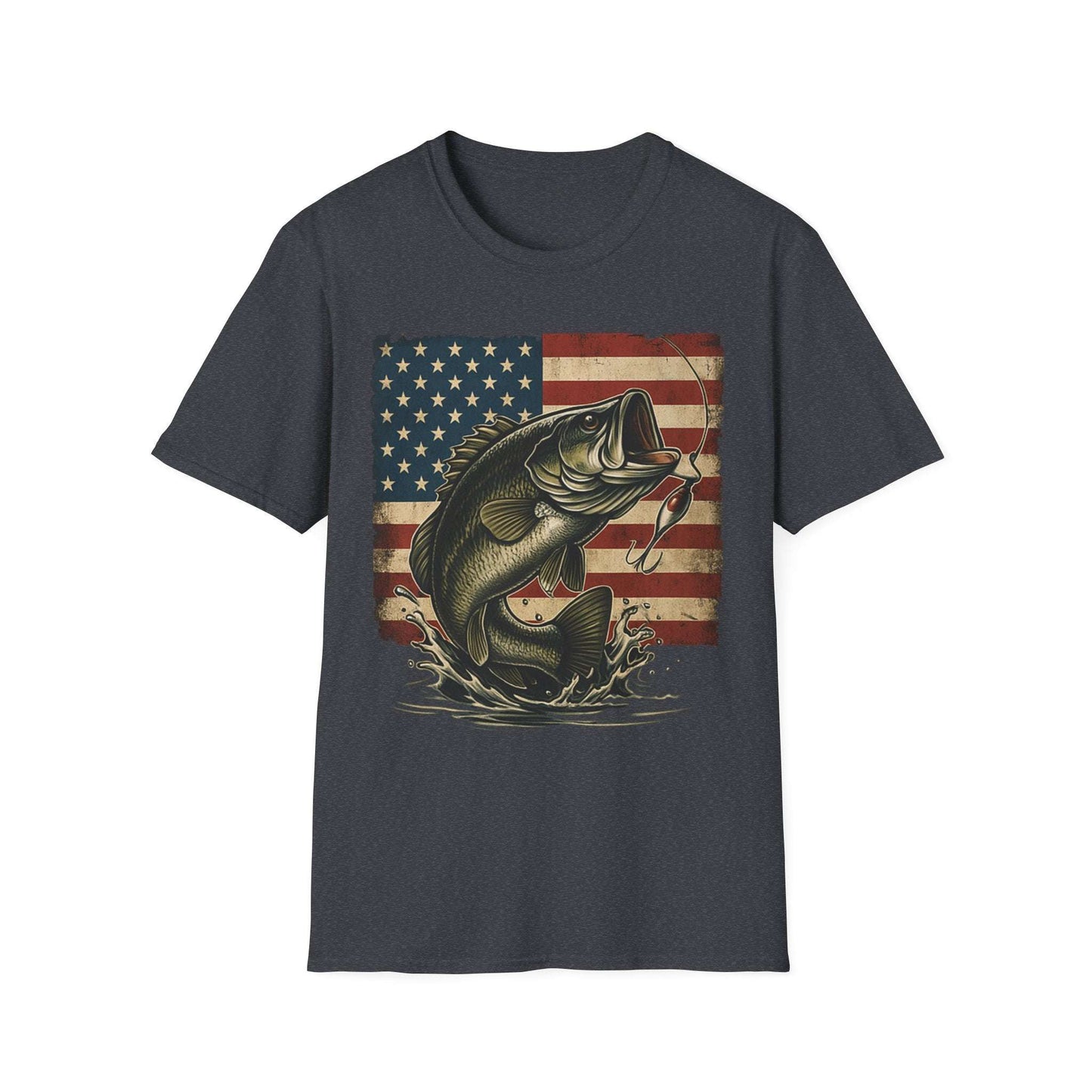 American Flag Fishing T-Shirt β Patriotic Bass Tee for Men & Women