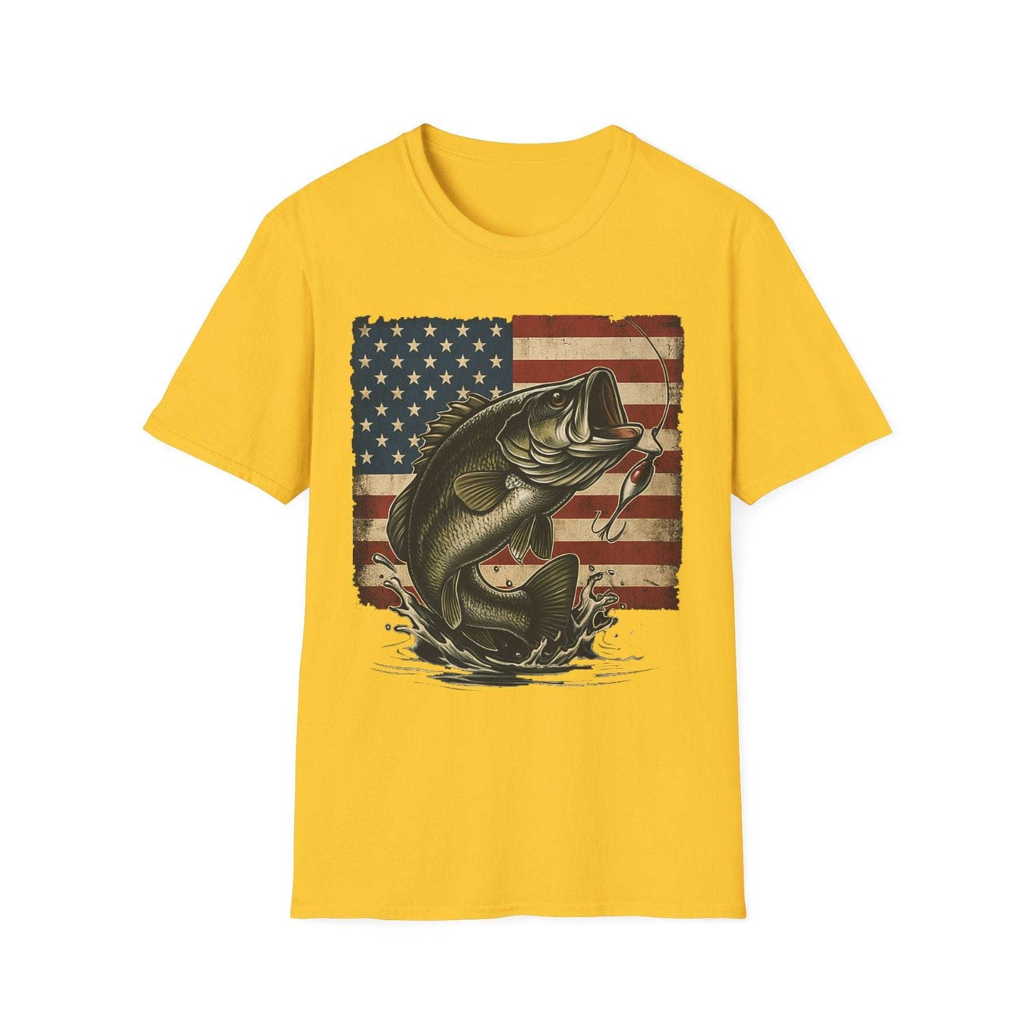 American Flag Fishing T-Shirt β Patriotic Bass Tee for Men & Women