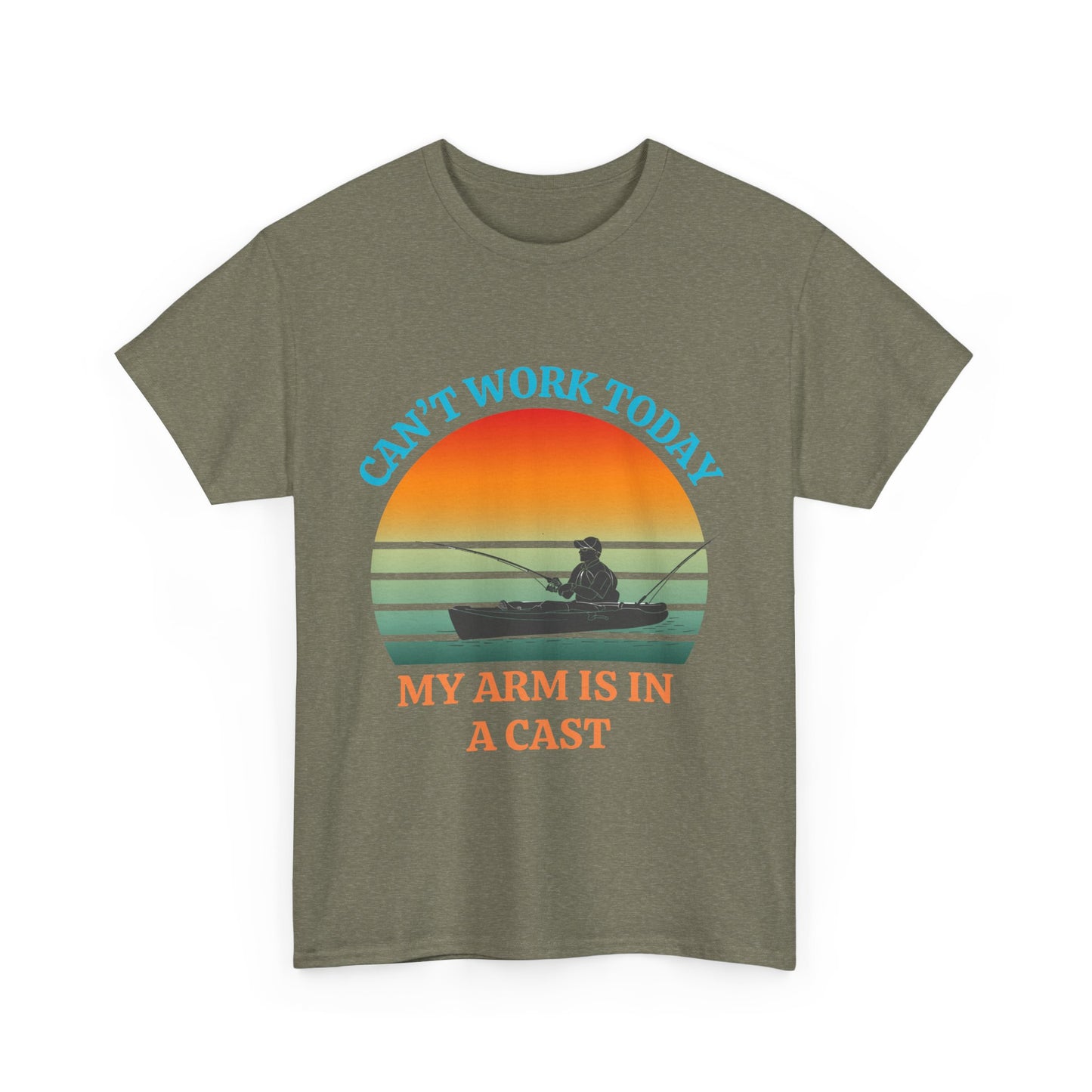 Funny Fishing Tee – “Can’t Work Today, My Arm Is in a Cast” Shirt for Outdoor Lovers