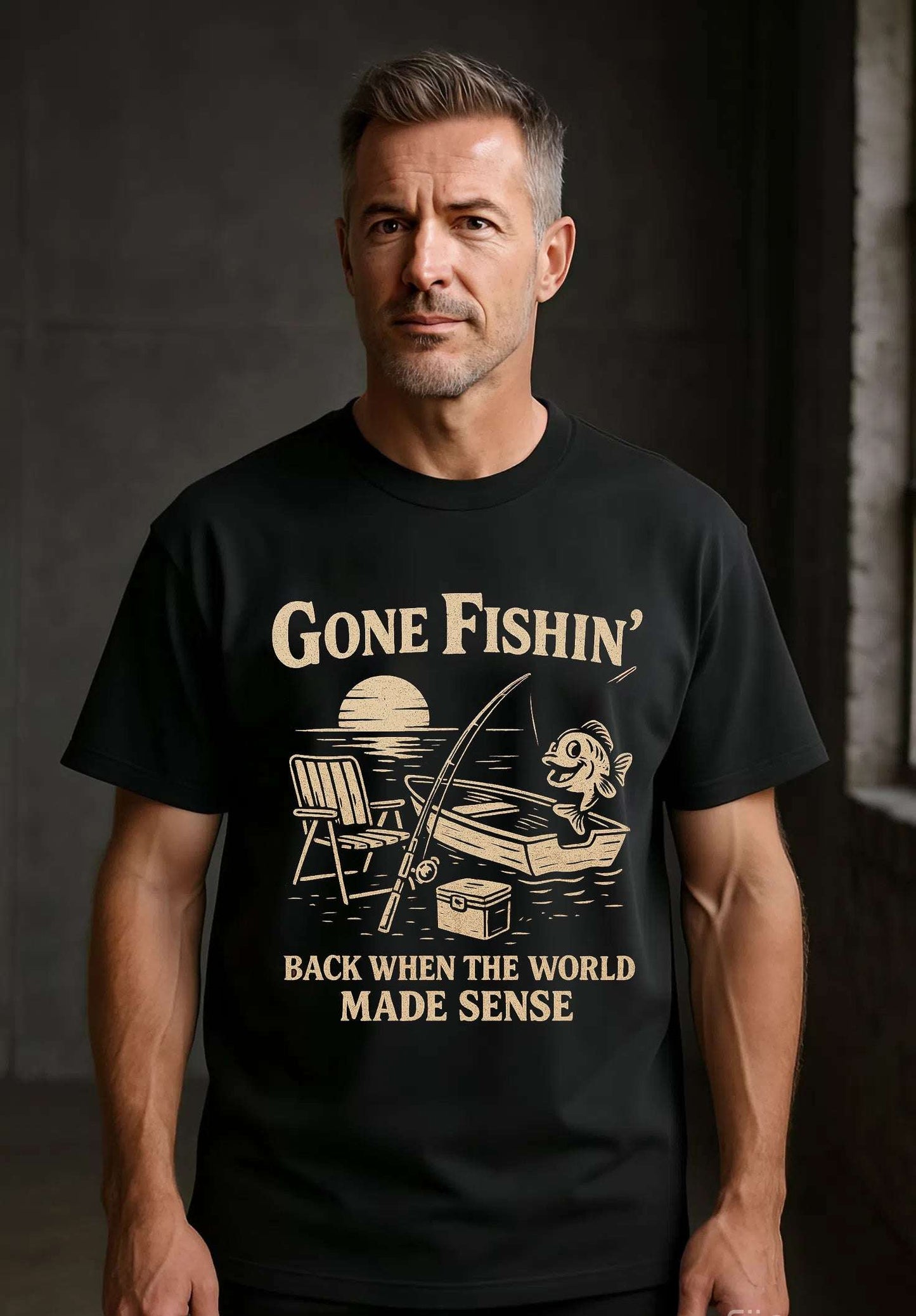 Vintage Fishing T-Shirt for Men – Gone Fishin' Unisex Tee, Funny Gift for Fisherman