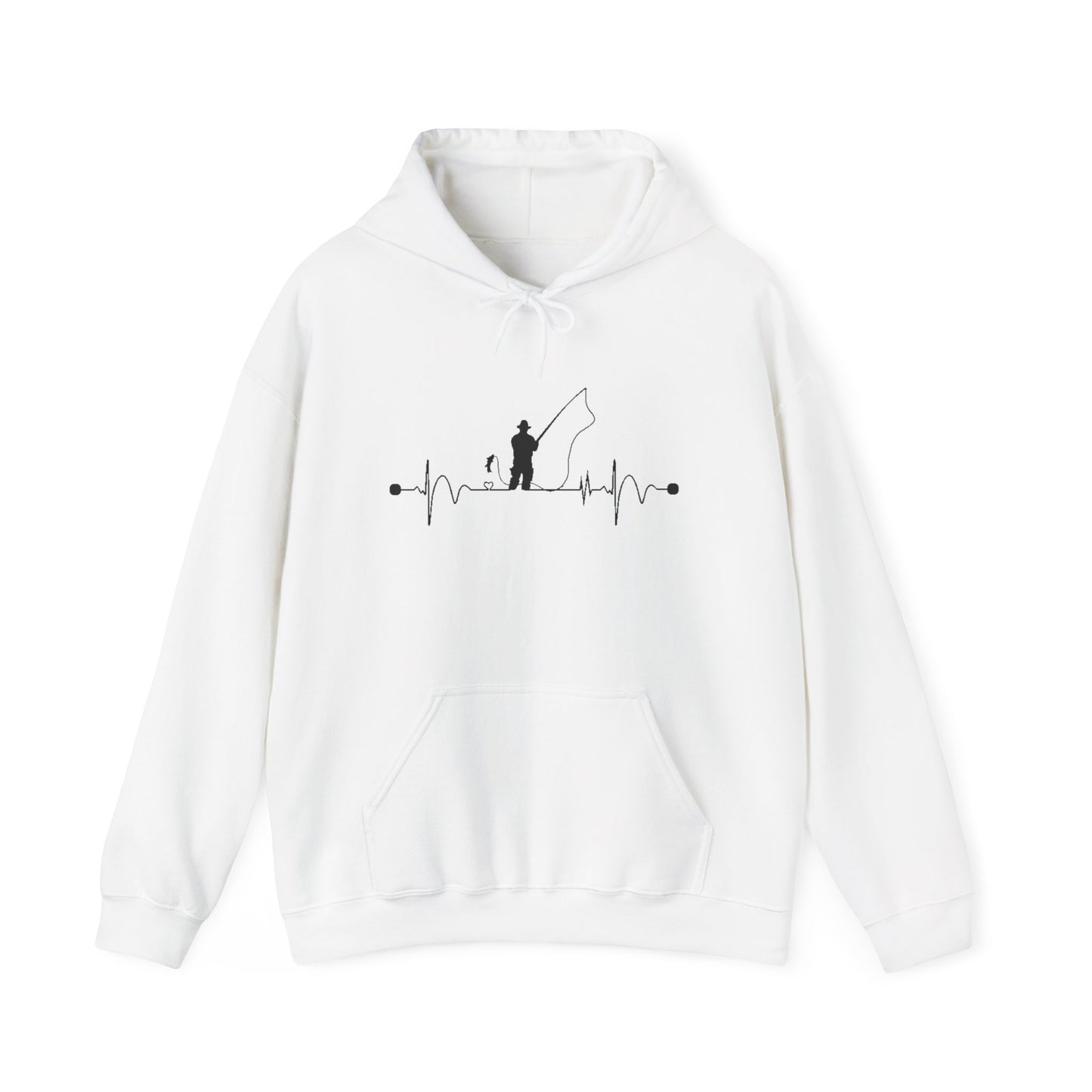 Men’s Fishing Heartbeat Hoodie – Cozy Gift for Anglers & Outdoor Lovers