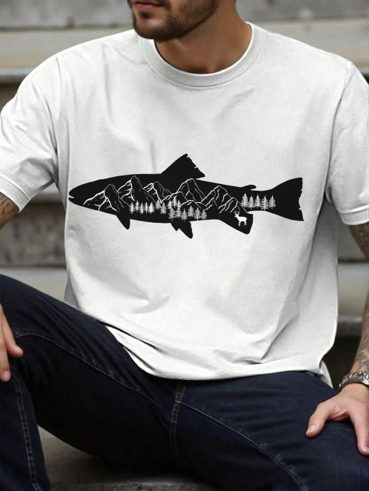 Fishing Shirt for Men – Casual Cotton Tee for Nature and Fishing Enthusiasts