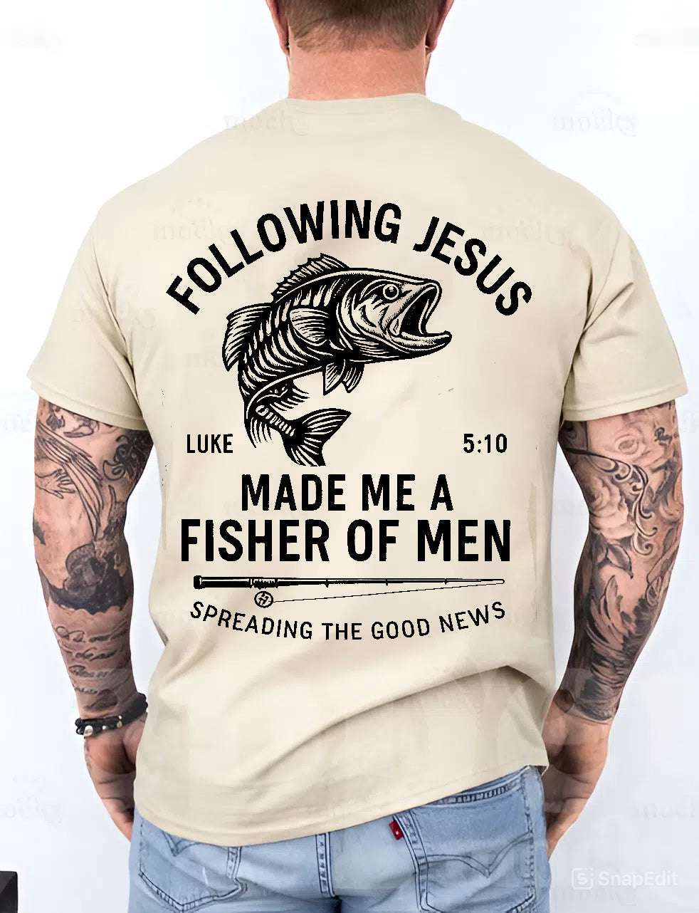 Fisher of Men T-Shirt – Christian Unisex Tee with Bible Verse | Faith-Based Gift for Anglers