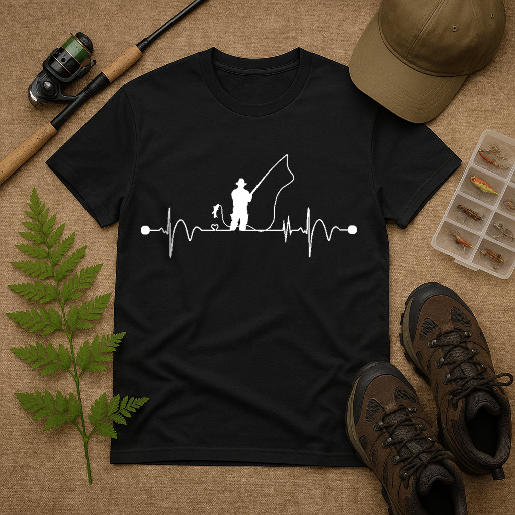 Fishing Heartbeat T-Shirt β Men's Outdoor Tee & Gift for Nature Lovers or Dad