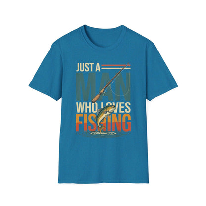 Just a Man Who Loves Fishing T-Shirt – Perfect Gift for Dad | Outdoor Adventure & Weekend Wear