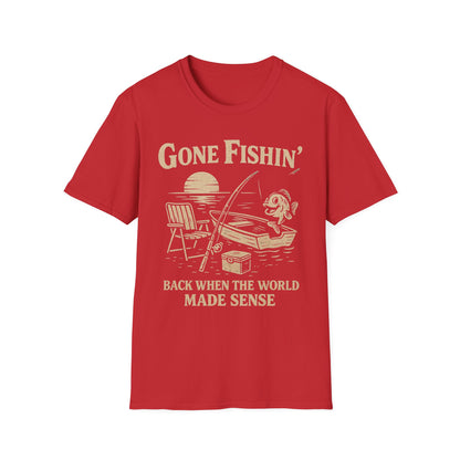 Vintage Fishing T-Shirt for Men – Gone Fishin' Unisex Tee, Funny Gift for Fisherman