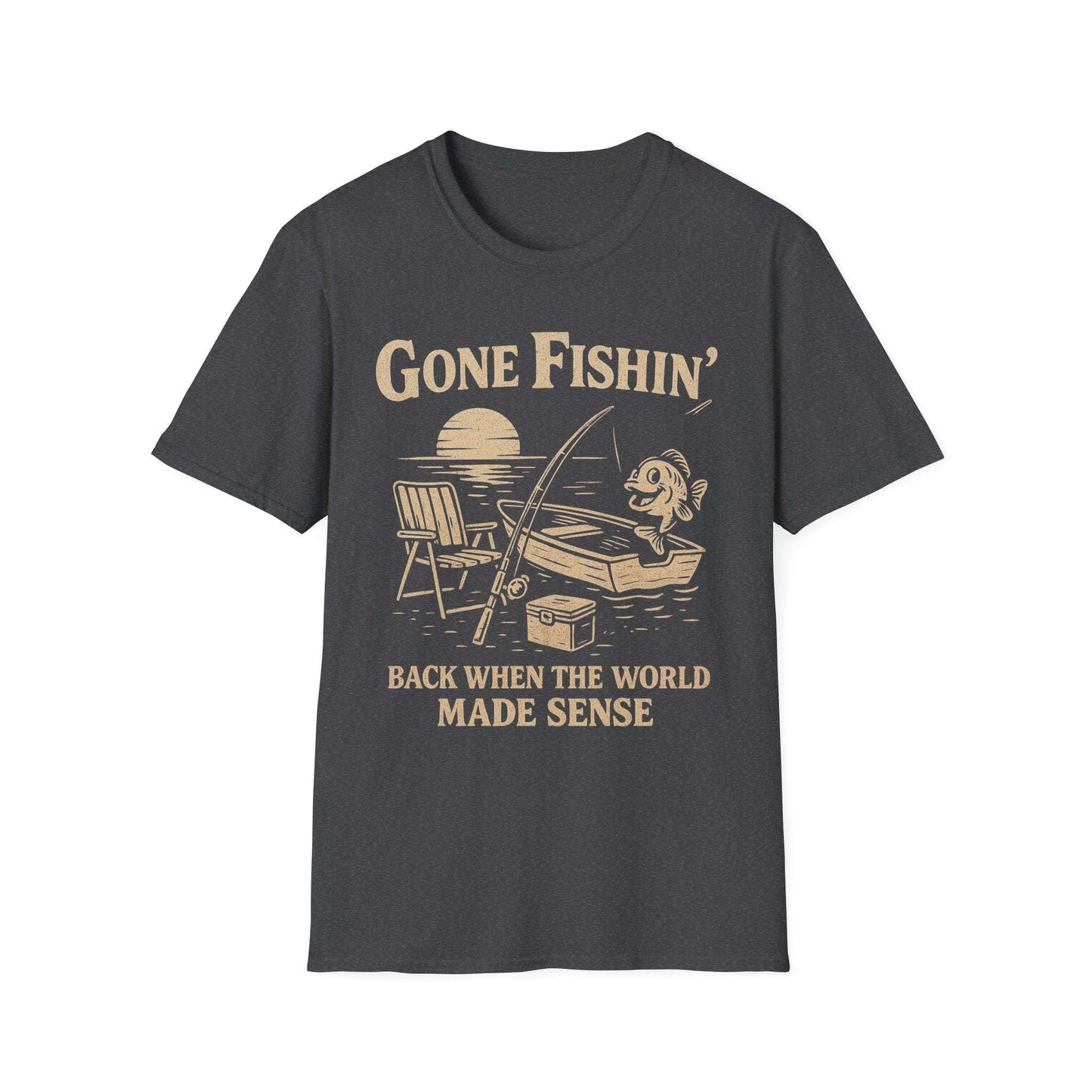 Vintage Fishing T-Shirt for Men – Gone Fishin' Unisex Tee, Funny Gift for Fisherman
