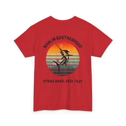 Custom Fishing Club Tee for Men – Personalize with Your Own Club Name, Retro Marlin Fishing Design