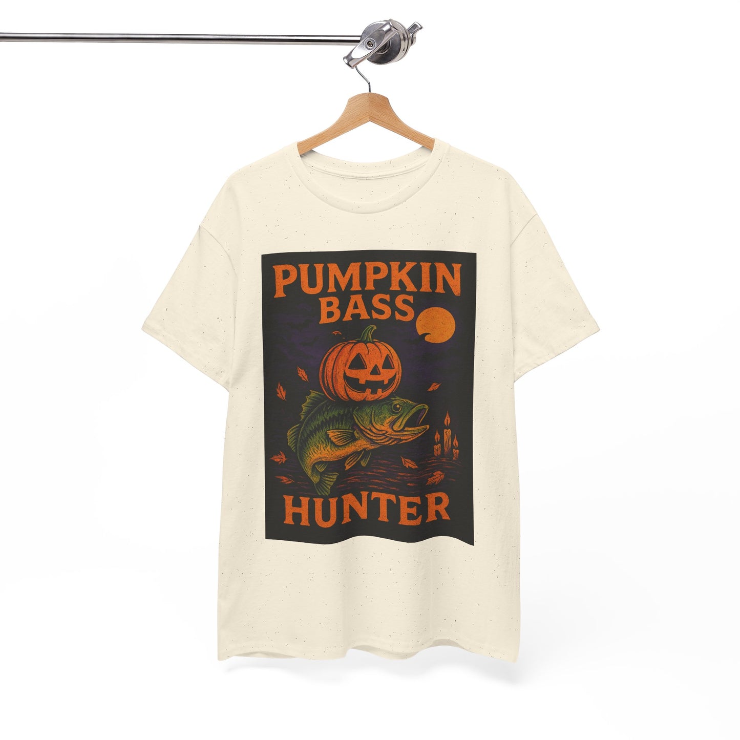 Pumpkin Bass Hunter Fishing Tee - Halloween Outdoor Shirt for Men, Fall Casual Wear, Perfect Fisherman Gift