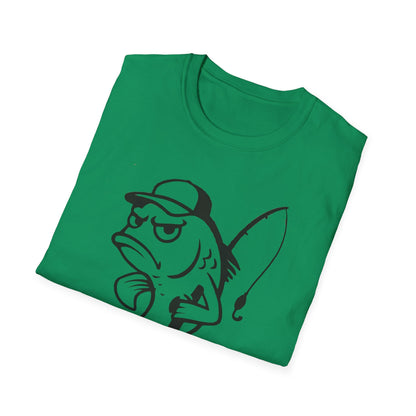 Cranky Fish Graphic T-Shirt – Funny Angry Bass Fishing Tee for Men