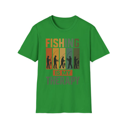 Fishing Is My Therapy T-Shirt – Funny Retro Fishing Shirt for Men, Gift for Fishermen, Outdoor Adventure Tee