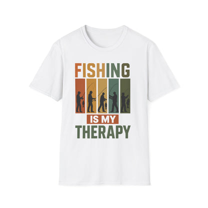 Fishing Is My Therapy T-Shirt – Funny Retro Fishing Shirt for Men, Gift for Fishermen, Outdoor Adventure Tee